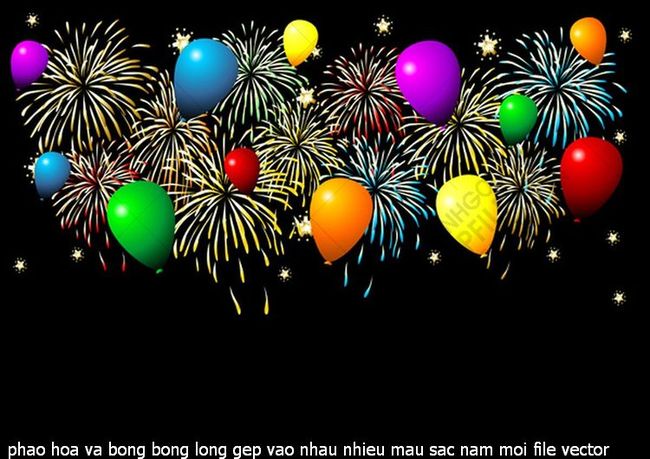 phao hoa va bong bong long gep vao nhau nhieu mau sac nam moi file vector